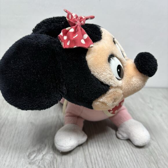 Vintage Pink Baby Minnie Mouse Crawling Plush Stuffed Animal Goofy 1984 - Picture 3 of 13